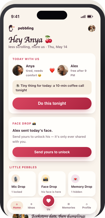 Pebbling home screen